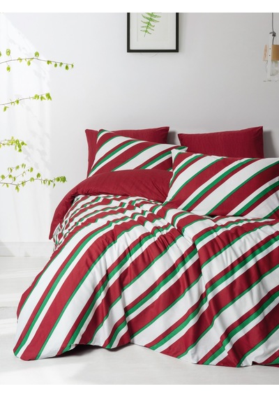 Cozy Home Festive Çift Kişilik Lastikli Çarşaflı Nevresim Takımı Merry Kırmızı Kırmızı