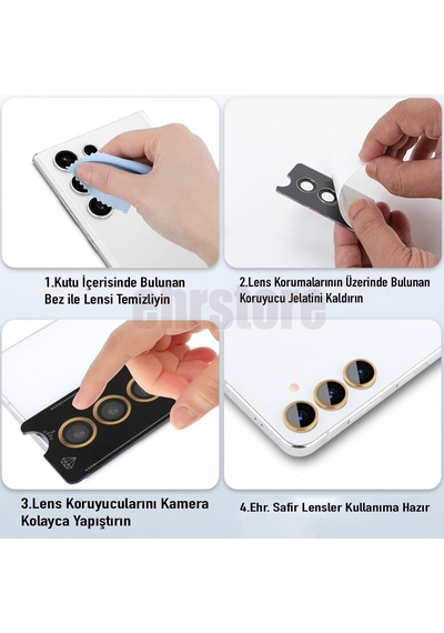 Samsung Galaxy S24 Plus Kamera Lens Koruyucu Alüminyum Çerçeveli Tek Lens Temperli Cam, Ultra İnce Çizilmeye Dayanıklı Metal Lens Koruma, S24 Plus Kılıf Uyumlu Kamera Koruyucu-gold