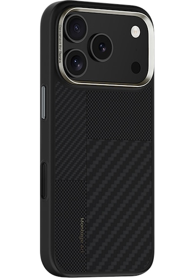 Apple Uyumlu iPhone 17 Pro Max Kılıf M-safe Şarjlı Karbon Fiber Benks Montage Hybrid Armorpro Kevlar Kapak Siyah