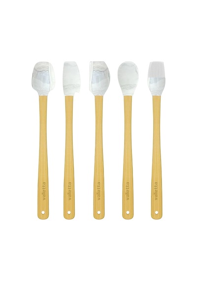 Indigo 5'li Gri Mermer Bambu Silikon Spatula Seti Uzun 26 Cm Diğer