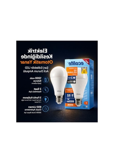 Şarjlı Led Acil Durum Ampulü, 9w E27, Sarı Renk