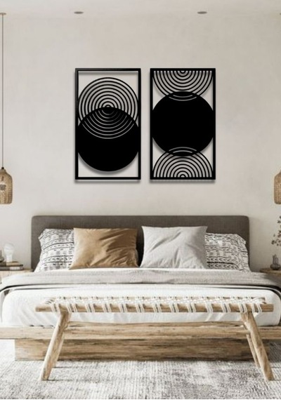Bohem Stil Modern 2 Li Metal Duvar Dekoru Seti 40 X 75