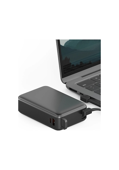 Compac Ultra67 20.000 Mah 2 Adet 67w Type-c Ve 18w Usb Ekstra 100w Kablolu Hızlı Şarj Powerbank Koyu Gri
