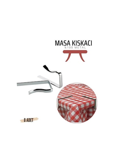 Turk Masa Örtüsü Klipsi - Metal Masa Kelepçesi Masa Örtüsü Sabitleyici 8 Adet