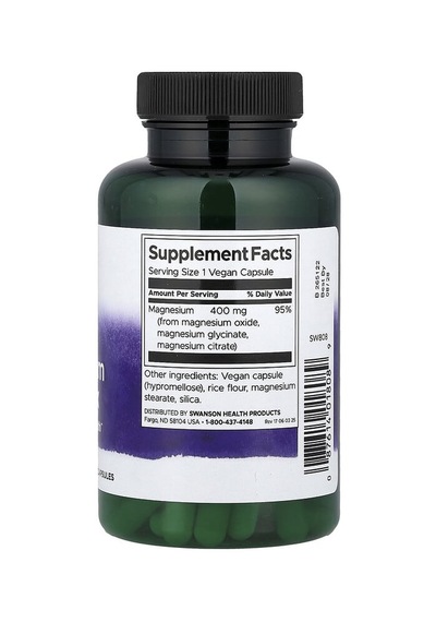 Swanson Vitamins, Triple Magnesium Complex, 400 Mg, 100 Vegan Capsules