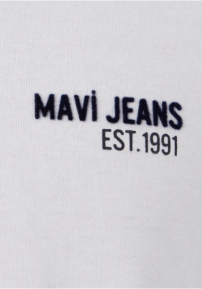 Mavi Jeans Baskılı Beyaz Tişört Loose Fit / Bol Rahat Kesim 0613498-620