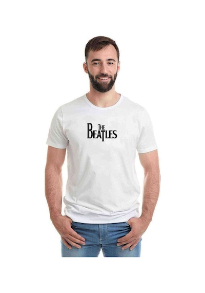 The Beatles Baskılı Beyaz Erkek Tshirt (530959388)