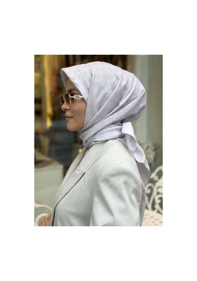 Aker Elegance Monogram Eşarp Açık Gri - 973 Açık Gri - 973