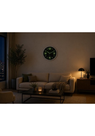 Armasse Fosforlu Rakamlı Duvar Saati Gece Parlayan Modern Dekoratif Saat Genel