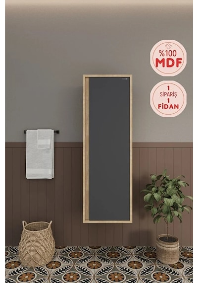 Banyo Gül 120 Cm %100 Mdf Banyo Boy Dolabı Antrasit