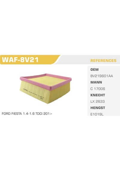 WINKEL WAF-8V21 Hava Filtresi Fiesta VI 08- Transit Tourneo Courier 14- / Mazda 2 11- 1.4 TDCI 1.5 TDCI 1.6 TDCI 1.6 Mz-Cd