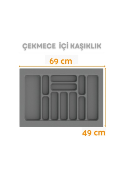 Çekmece İçi Kaşıklık Ve Kepçelik Düzenleyici Gri 69x49 Cm 62x40 Cm Kadar Kesilebilir Grı