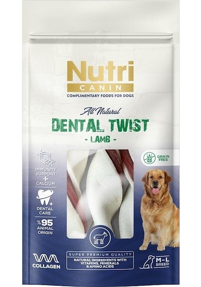 Nutri Canin Dental Twist Kuzulu Yetişkin Köpek Ödülü M-L 120 G