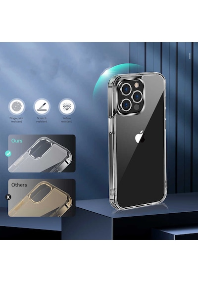 Apple Uyumlu iPhone 14 Pro Max Kılıf Şeffaf Sert Lejion Premium Kapak Renksiz