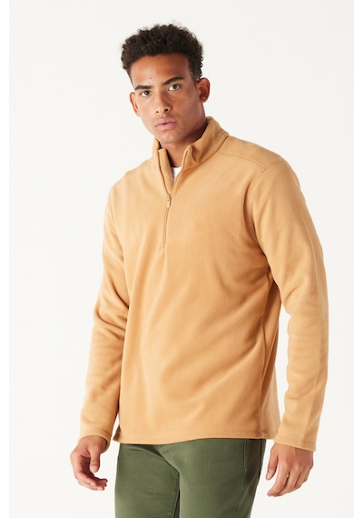 AC&Co / Altınyıldız Classics Anti-Pilling Tüylenme Yapmayan Bato Yaka Erkek Polar Sweatshirt 4A5221100016KRE3XL Karamel