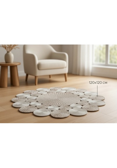 Nakkaş Home 120x120 Cm Yuvarlak Jüt Dekoratif Halı Kilim