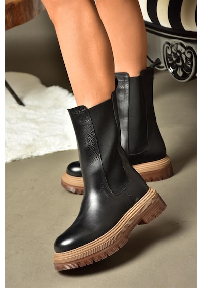 Fox Shoes R555268003 Siyah Hakiki Deri Kadın Bot Siyah-hakiki Deri Siyah