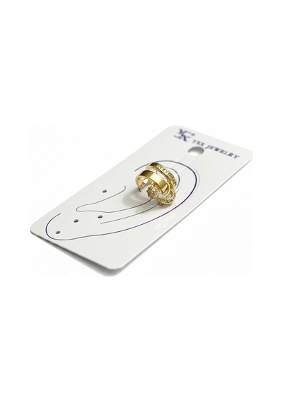 Earcuff Sıkıştırmalı Çelik Kıkırdak Küpe Çift Sıra Bantlı Halka Detaylı Zirkon Taşlı Altın Renk