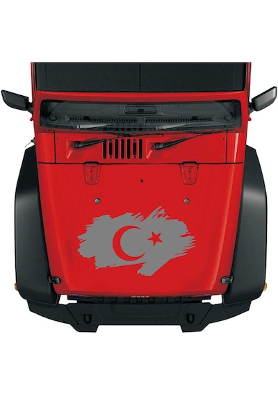 Ay Yıldız Sticker - Türk Bayrağı Sticker - Oto Araba Kaput Cam Karavan Motosiklet Araç Sticker - 00341 40x23 Cm