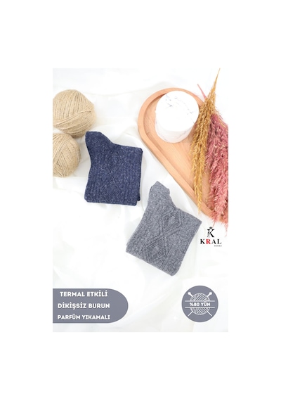 Kral Socks 2'li Thermal Etkili Ince Örgülü Kışlık Çorap, Lambswool  Yünlü Çok Renkli