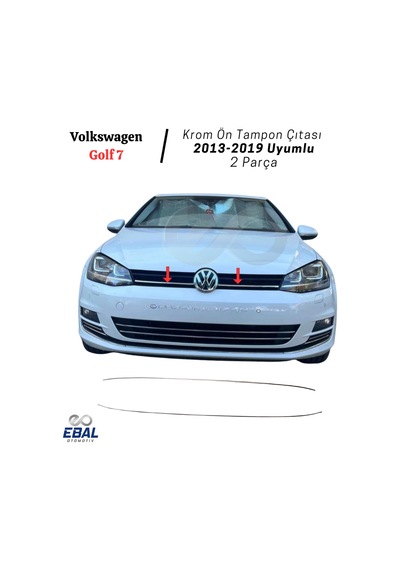 Vw Golf 7 Uyumlu Krom Ön Tampon Çıtası 2 Parça 2013-2019 P.çelik