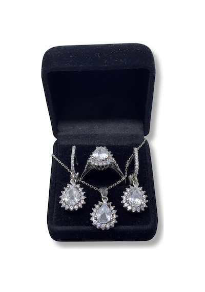 Oya Silver Damla Işıltılı Gümüş Set&takım