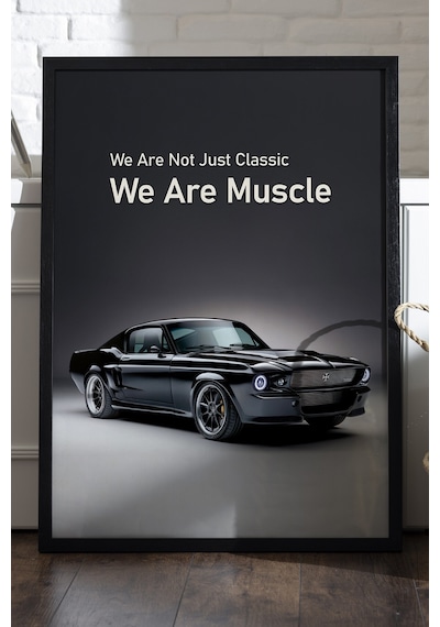 Ford Mustang Shelby Gt500 Siyah Ahşap Çerçeveli Poster, Dekoratif Araba Duvar Tablosu