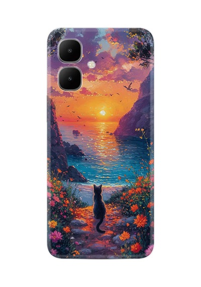 Infinix Smart 10 Kılıf Boutique Baskılı Resimli Manzara Kedi Pcode -096