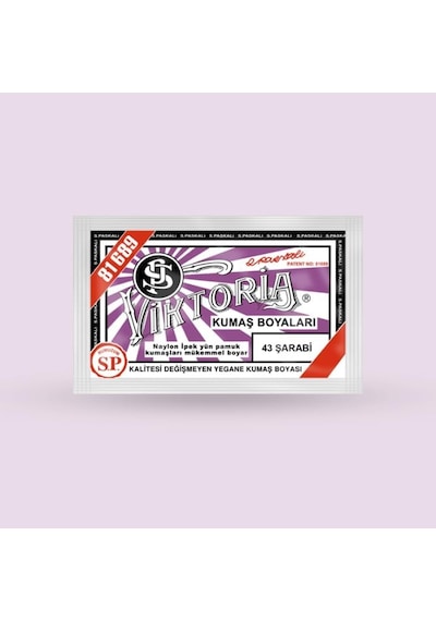 Viktoria Kumaş Boyasi 43 Şarabi - 3 Paket Boya + 2 Paket Fiske Çok Renkli