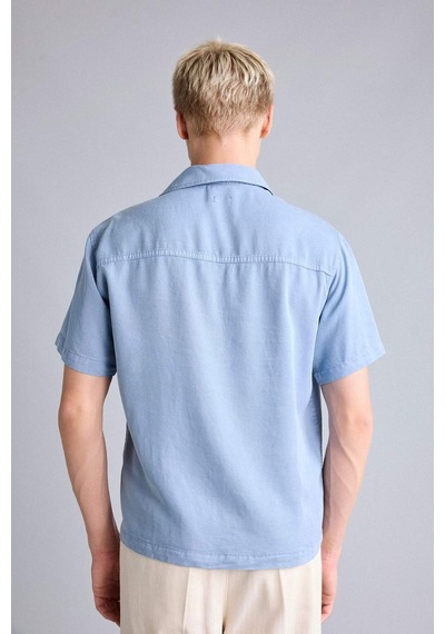 Defacto Regular Fıt Tencel Kısa Kollu Mavi Gömlek E2530ax26smbe299 Mavi-be299
