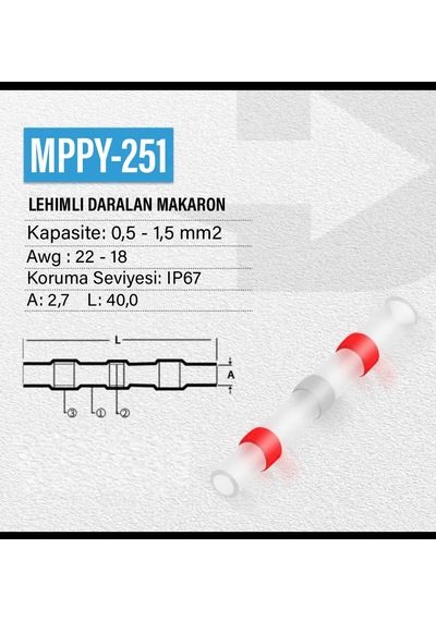 (5 Adet) Lehimli Daralan Makaron Su Geçirmez kablo birleştirici