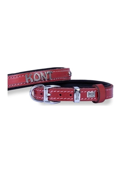 Doggie Konfor Deri İsimlikli Boyun Tasması Kırmızı 2 x 30-35 CM Kırmızı