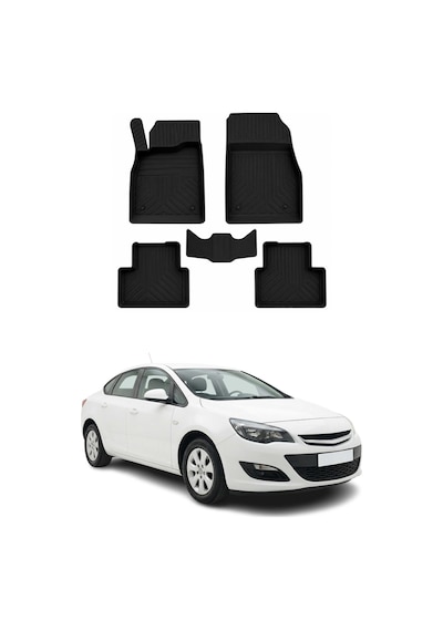 Opel Astra J Sd 2010-2015 Uyumlu 4d Havuzlu Paspas Kauçuk Siyah 5 Parça