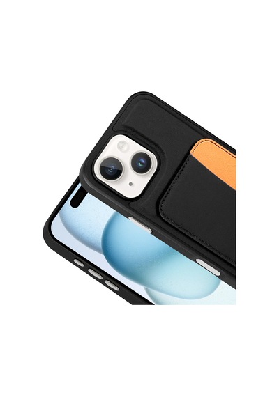 Apple Uyumlu iPhone 14 Kılıf Kartlıklı Zore X-kart Silikon Kapak - Siyah Siyah