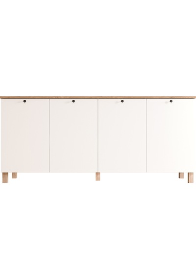 Nord Konsol 4 Kapaklı Ahşap Ayaklı 180cm Sepet-beyaz Nd4-sw Beyaz