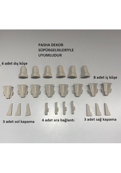 6 Cm Gri Süpürgelik İç Köşe Dış Köşe Aparat