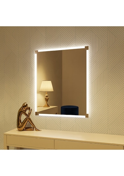 40x60 Cm Linea Frame Led Dimmable Dokunmatik Dikdörtgen Ayna Günışığı 3000k Sarı
