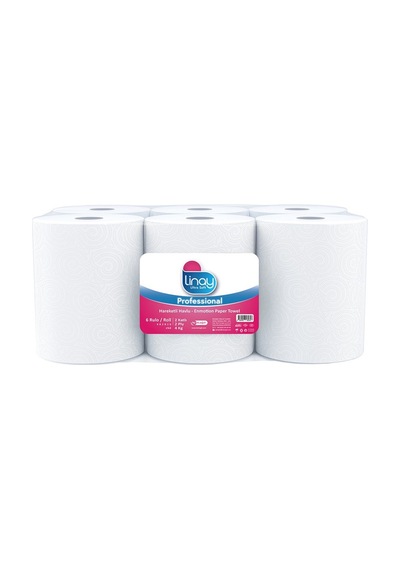 Linay Fotoselli Kağıt Havlu 6 Rulo 4 Kg, 2 Katlı, 21 Cm X 67 M, %100 Selüloz, Dispenser Uyumlu