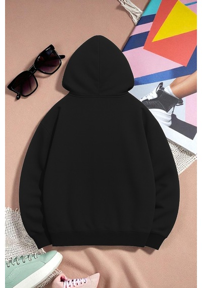 Uyguntarz Unisex W Baskılı Oversize Sweatshirt siyah