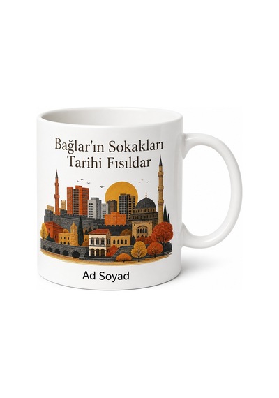 Bağlar'ın Modern Şehir Dokusu Diyarbakır Hatırası Kupa Bardak Hediye Tupya12581 Beyaz / Çok Renkli