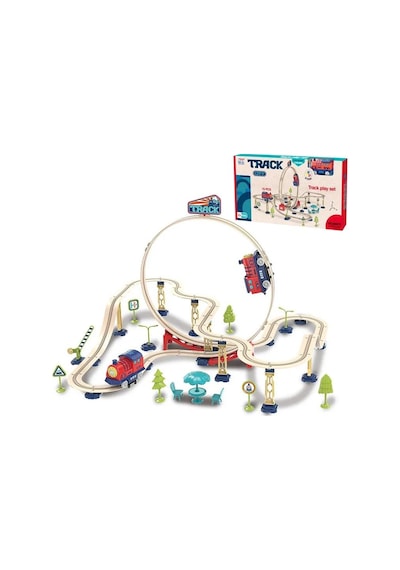 Track City Tren Seti 75 Parça Looping Raylı Oyuncak Tren, Köprü Ve Aksesuarları İle Eğitici Set, 3+ Yaş