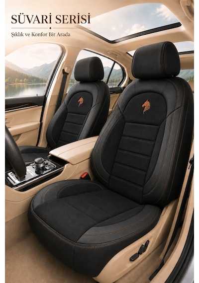 Kia Venga 2012-2015 Uyumlu Süvari Serisi Siyah Kahve Oto Koltuk Kılıfı