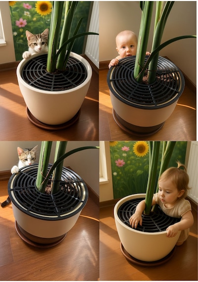 Saksı Kedi Koruma Kapağı Siyah Saksı Koruyucu Izgara - 30 Cm 30cm