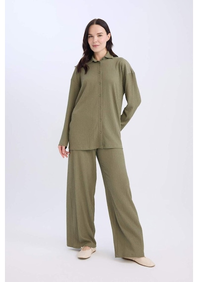 DeFacto Bürümcük Pantolon Straight Fit Beli Lastikli Basic Düz Geniş Bol Paça D7522AX24AUKH82