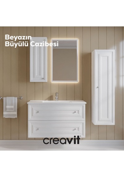Creavit Kayra Mat Beyaz Lavabo Dolabı Çekmeceli 100cm Mat Beyaz Creavit Kayra Mat Beyaz Lavabo Dolabı Çekmeceli 100cm Mat Beyaz