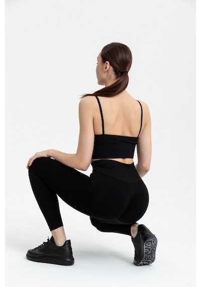 Gymhams Siyah Kalçası Büzgülü Ve Ekstra Push Up Seamless Yüksek B Siyah