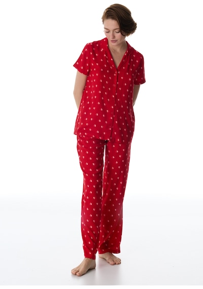 Penti Kırmızı Tiny Hearts Düğmeli Gömlek Pantolon Pijama Takımı