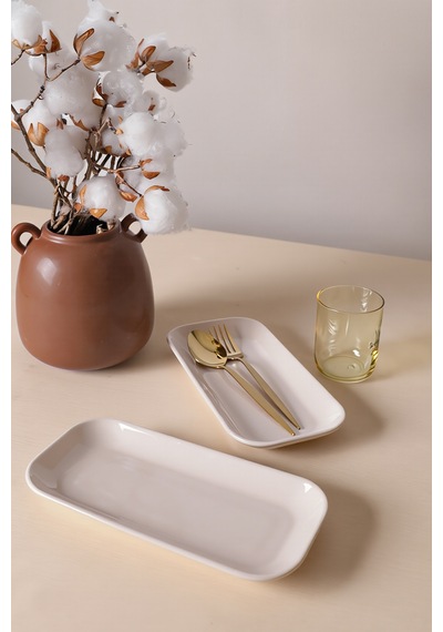 Keramika Krem Pergamon Kayık Tabak 26 Cm 2 Adet 030