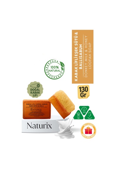 Naturix Doğal Kabak Lifli Eşek Sütü & Ballı Katı Sabun 130 G