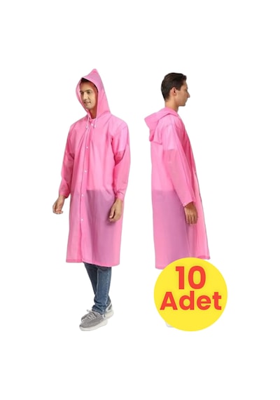 Tezzgelsin Erkek Rüzgar Geçirmez Yağmurluk 10 Adet Pembe